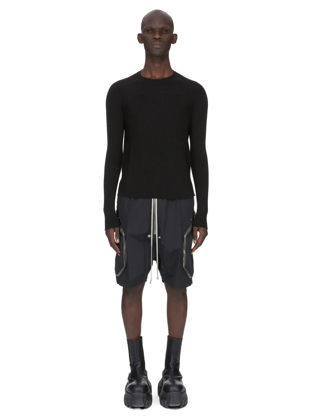Rick Owens Temple Ribbed Geo In Dust Ribbed Knit