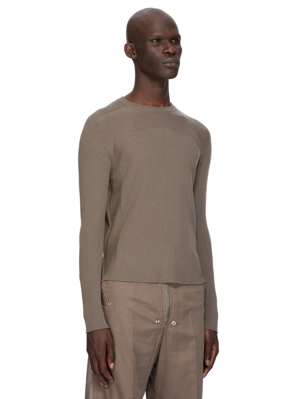 Rick Owens Temple Ribbed Geo In Dust Ribbed Knit