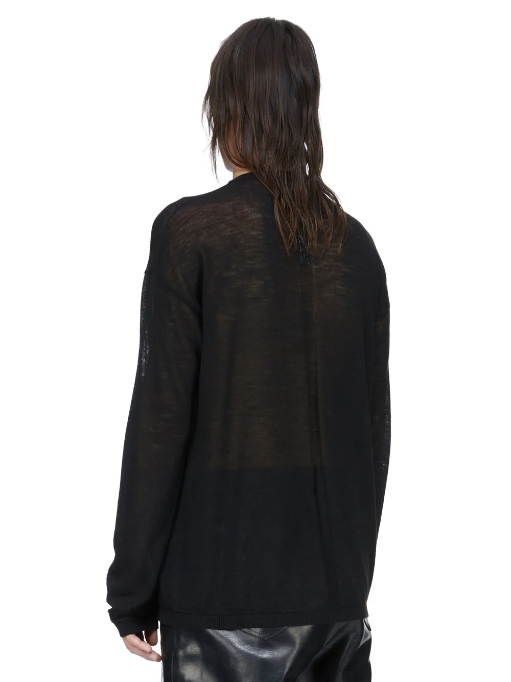 Rick Owens Temple Temple Sheer Pullover In Black Lightweight Rasato Knit