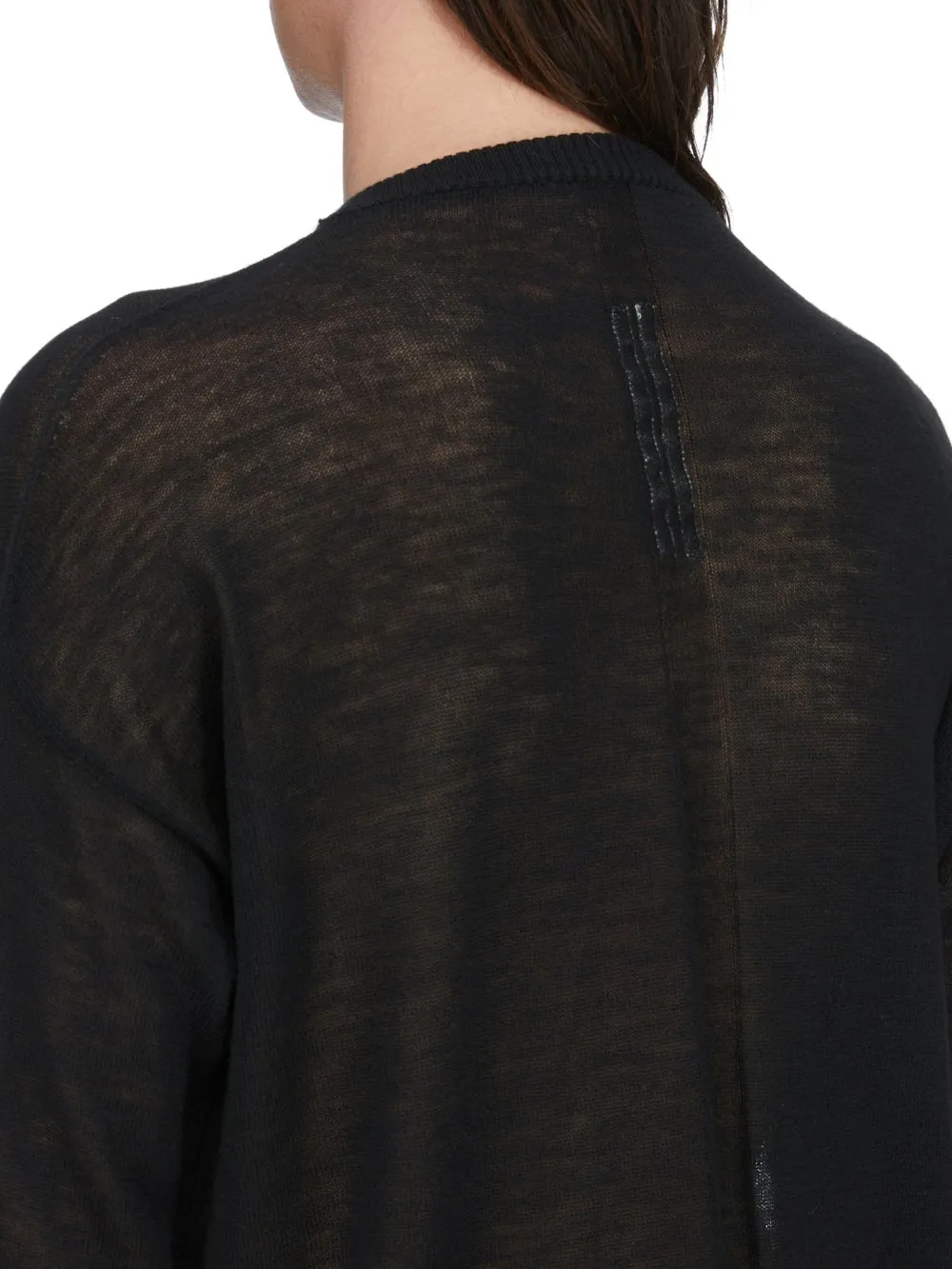 Rick Owens Temple Temple Sheer Pullover In Black Lightweight Rasato Knit