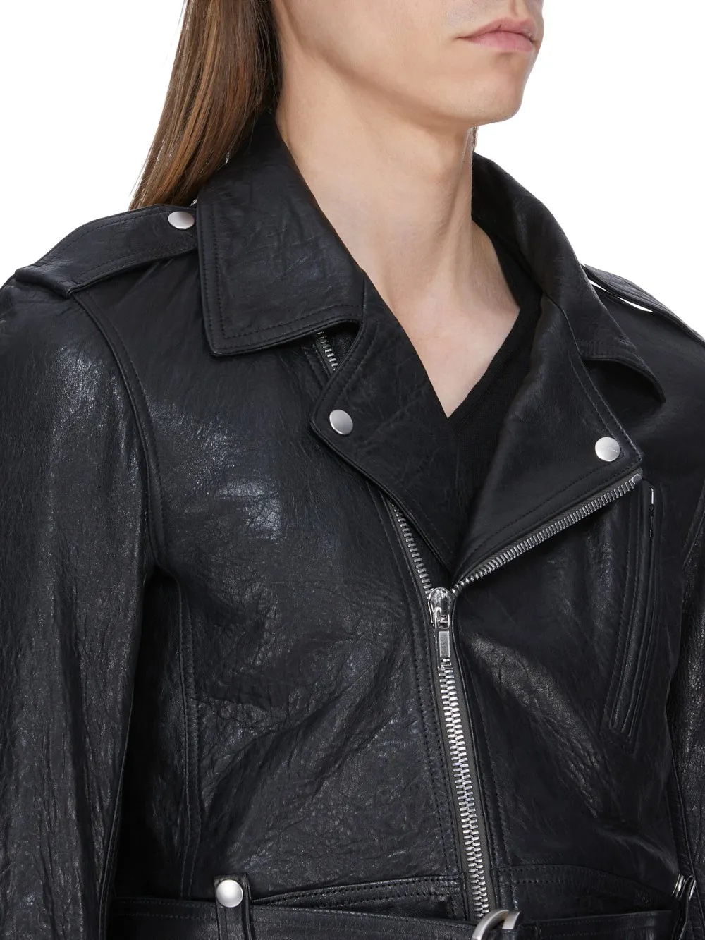 Rick Owens Temple Cropped Luke S Stooges In Black Tumbled Lamb