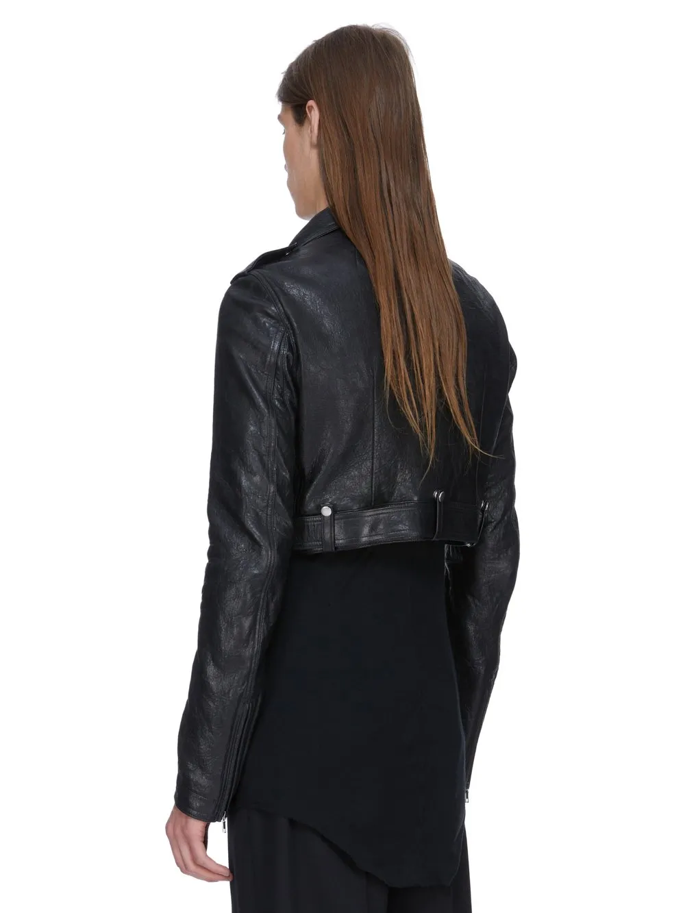 Rick Owens Temple Cropped Luke S Stooges In Black Tumbled Lamb