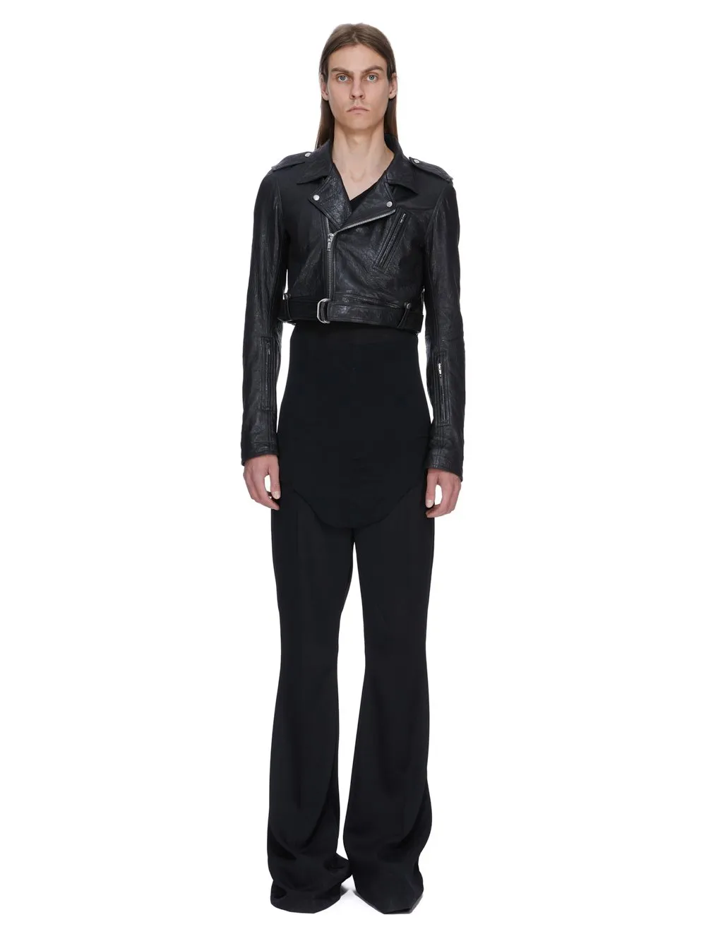 Rick Owens Temple Cropped Luke S Stooges In Black Tumbled Lamb