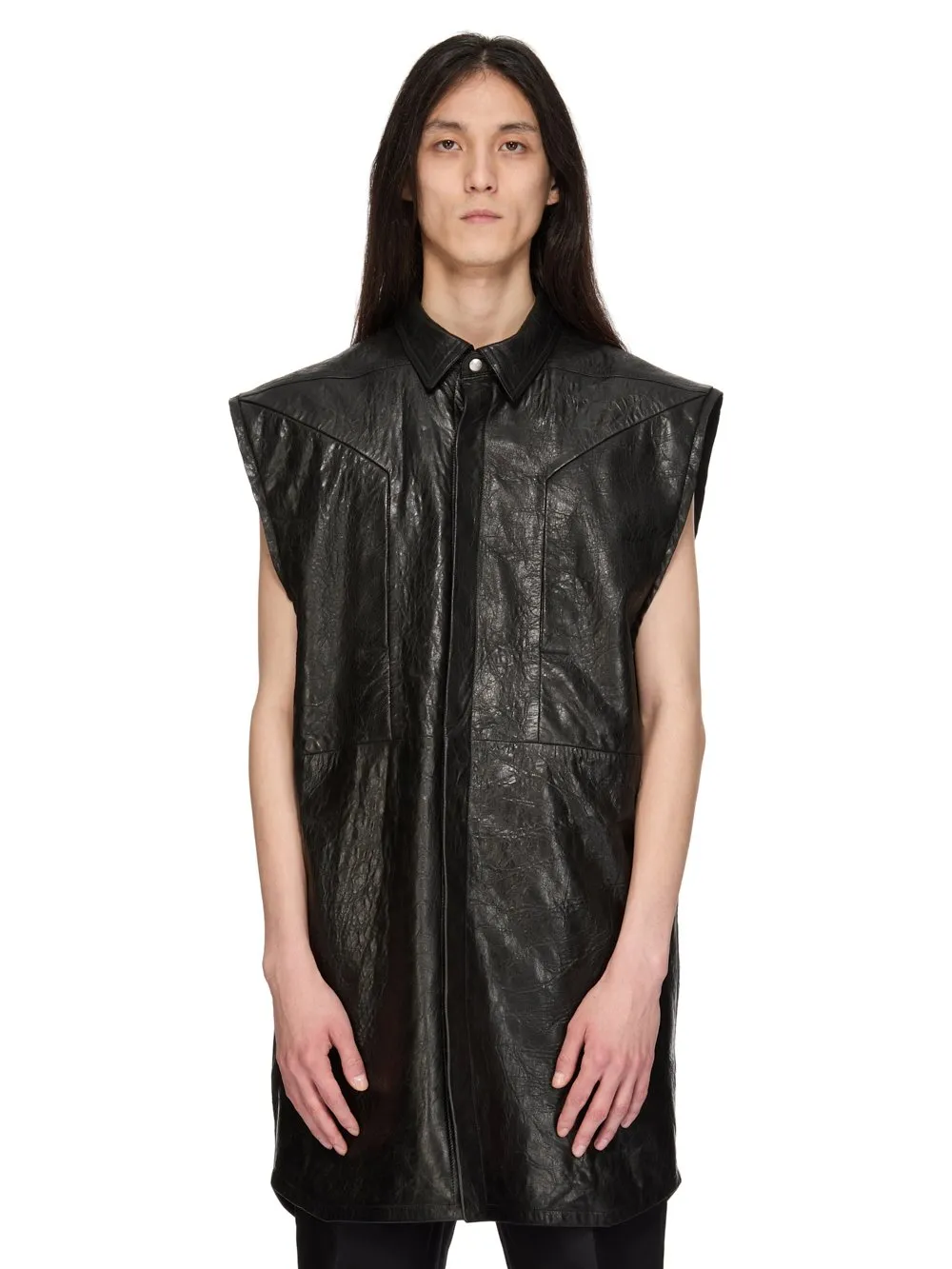 Rick Owens Temple Jumbo Sl Outershirt In Black Tumbled Lamb