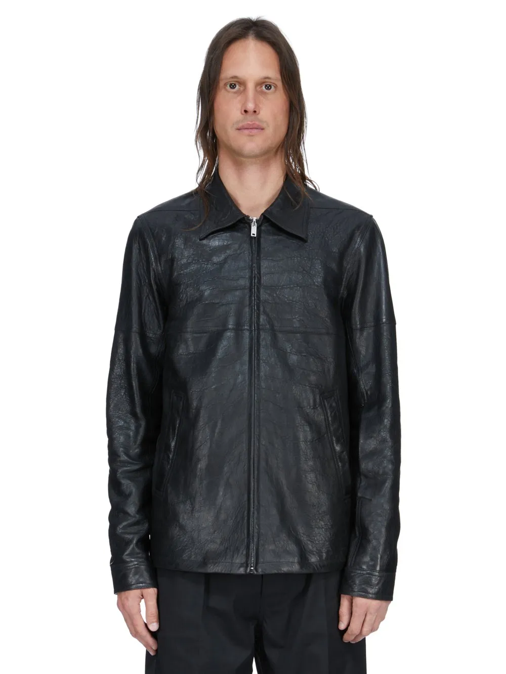 Rick Owens Temple Brad Jkt In Black Tumbled Lamb