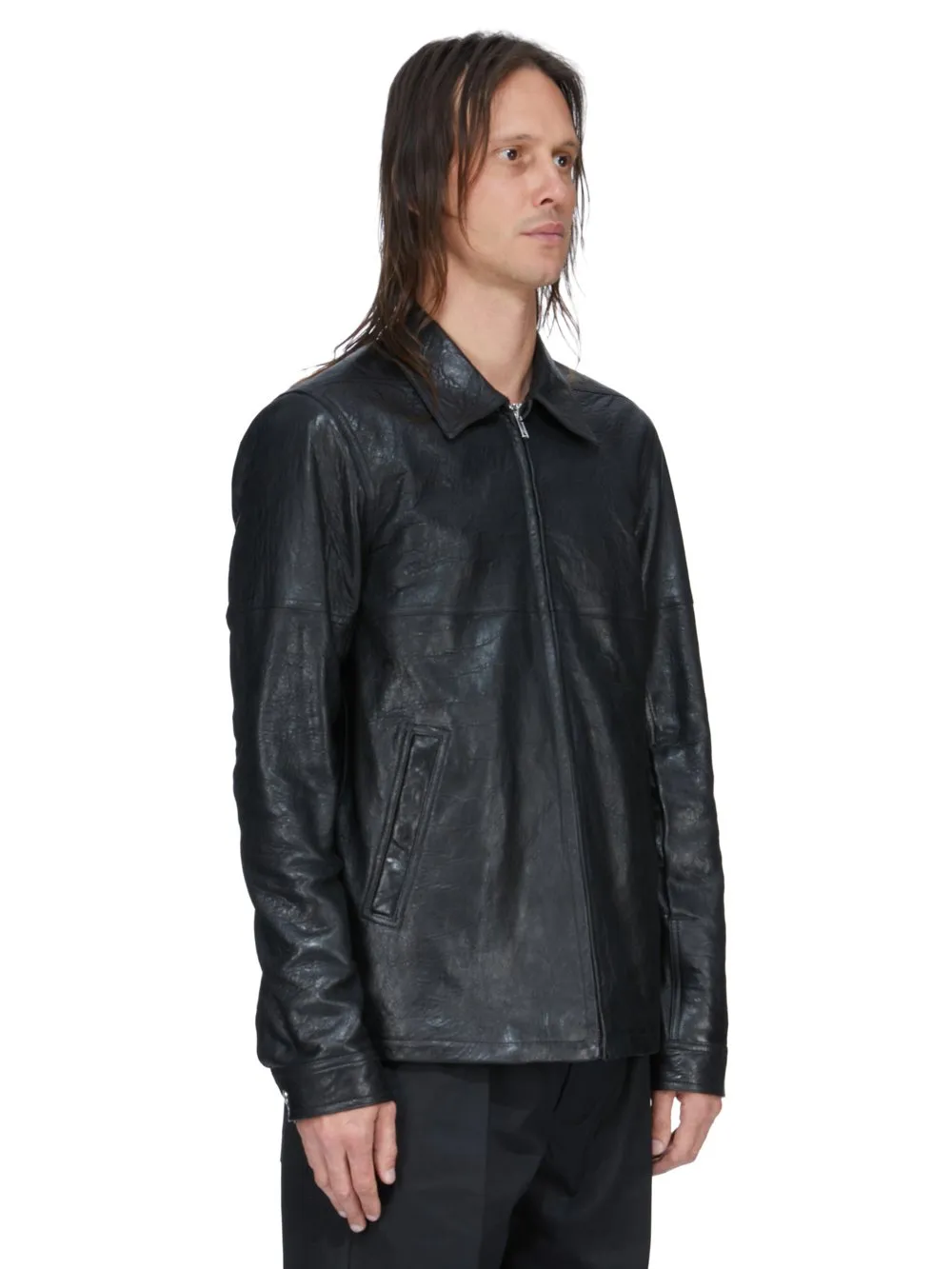 Rick Owens Temple Brad Jkt In Black Tumbled Lamb
