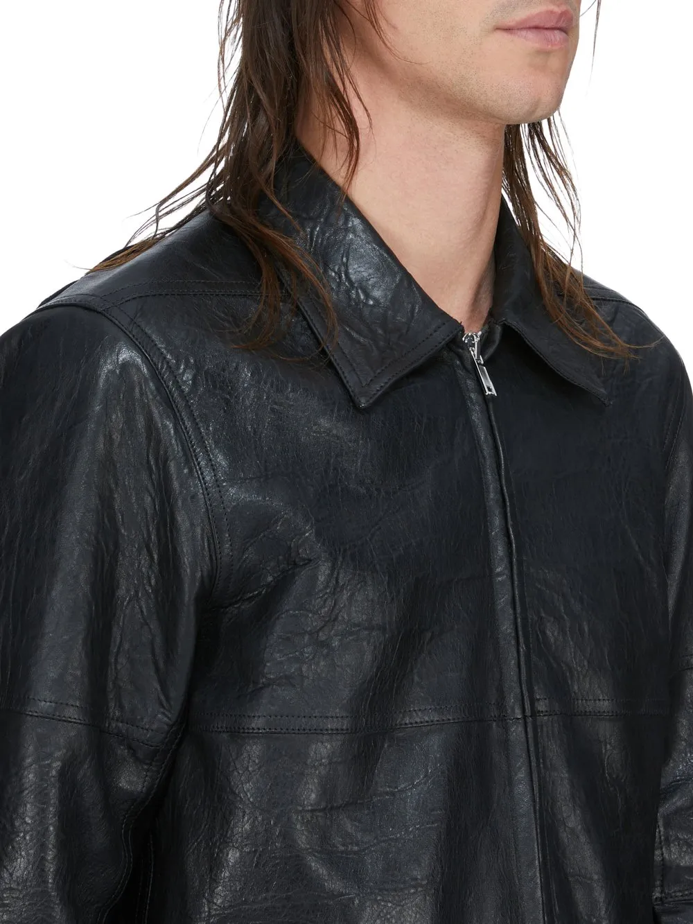 Rick Owens Temple Brad Jkt In Black Tumbled Lamb