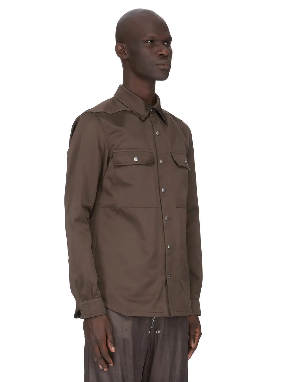 Rick Owens Temple Outershirt In Dark Dust Tech Duchesse