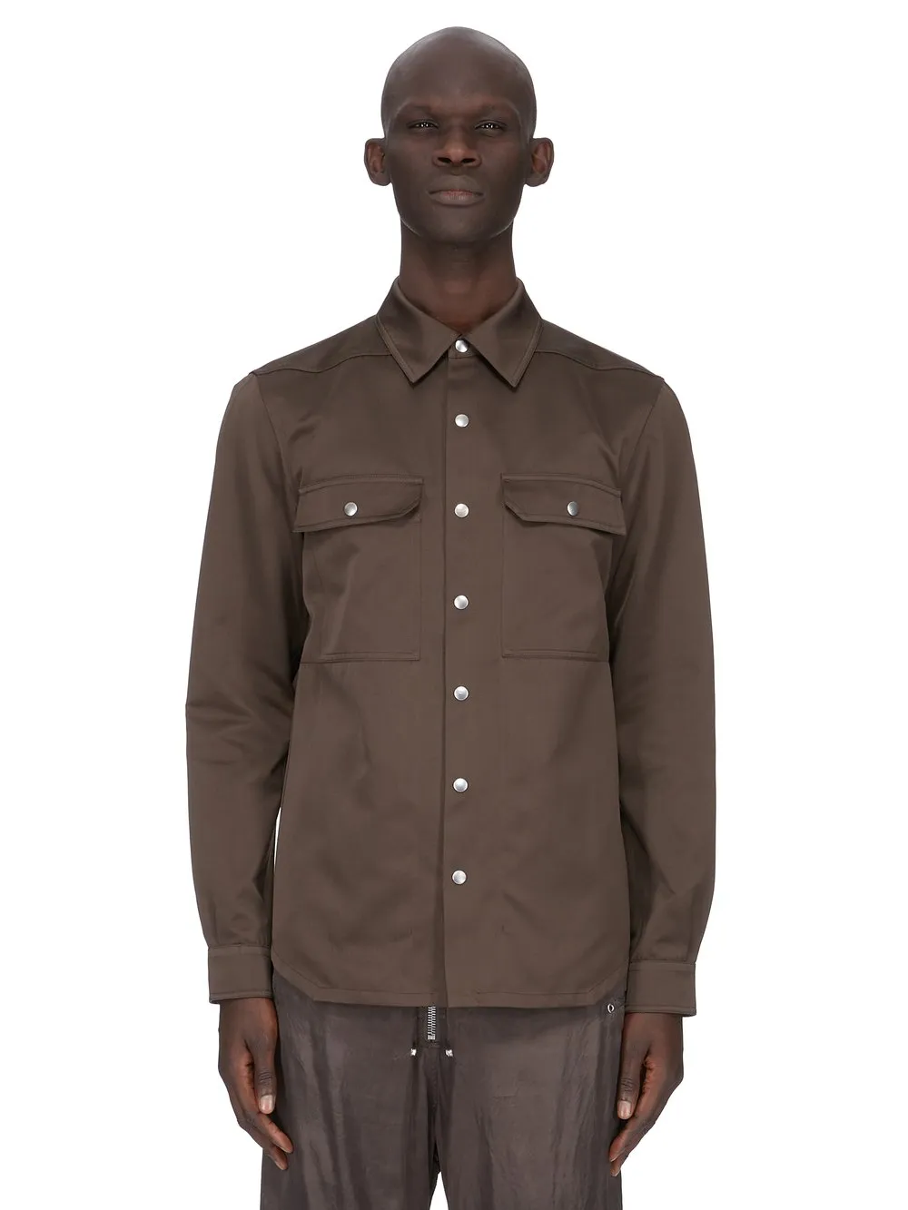 Rick Owens Temple Outershirt In Dark Dust Tech Duchesse