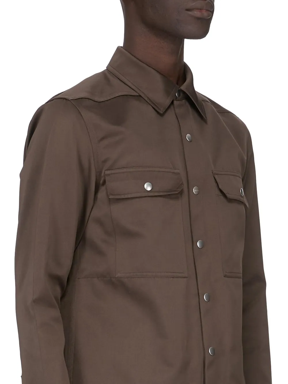Rick Owens Temple Outershirt In Dark Dust Tech Duchesse