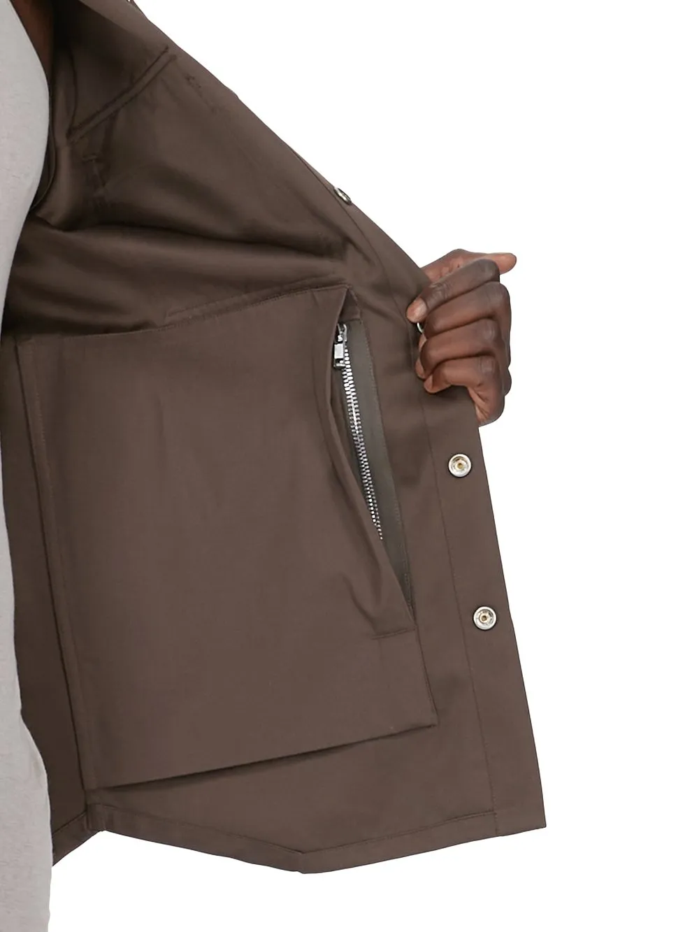 Rick Owens Temple Outershirt In Dark Dust Tech Duchesse