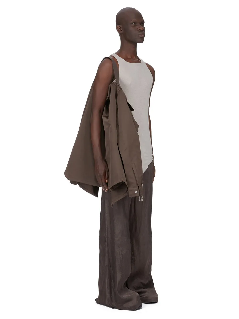 Rick Owens Temple Outershirt In Dark Dust Tech Duchesse