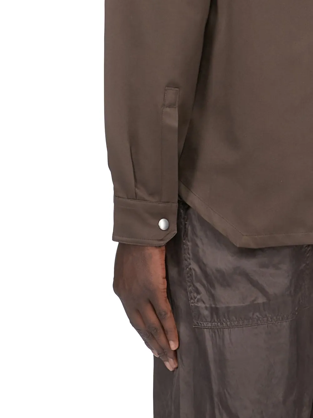 Rick Owens Temple Outershirt In Dark Dust Tech Duchesse