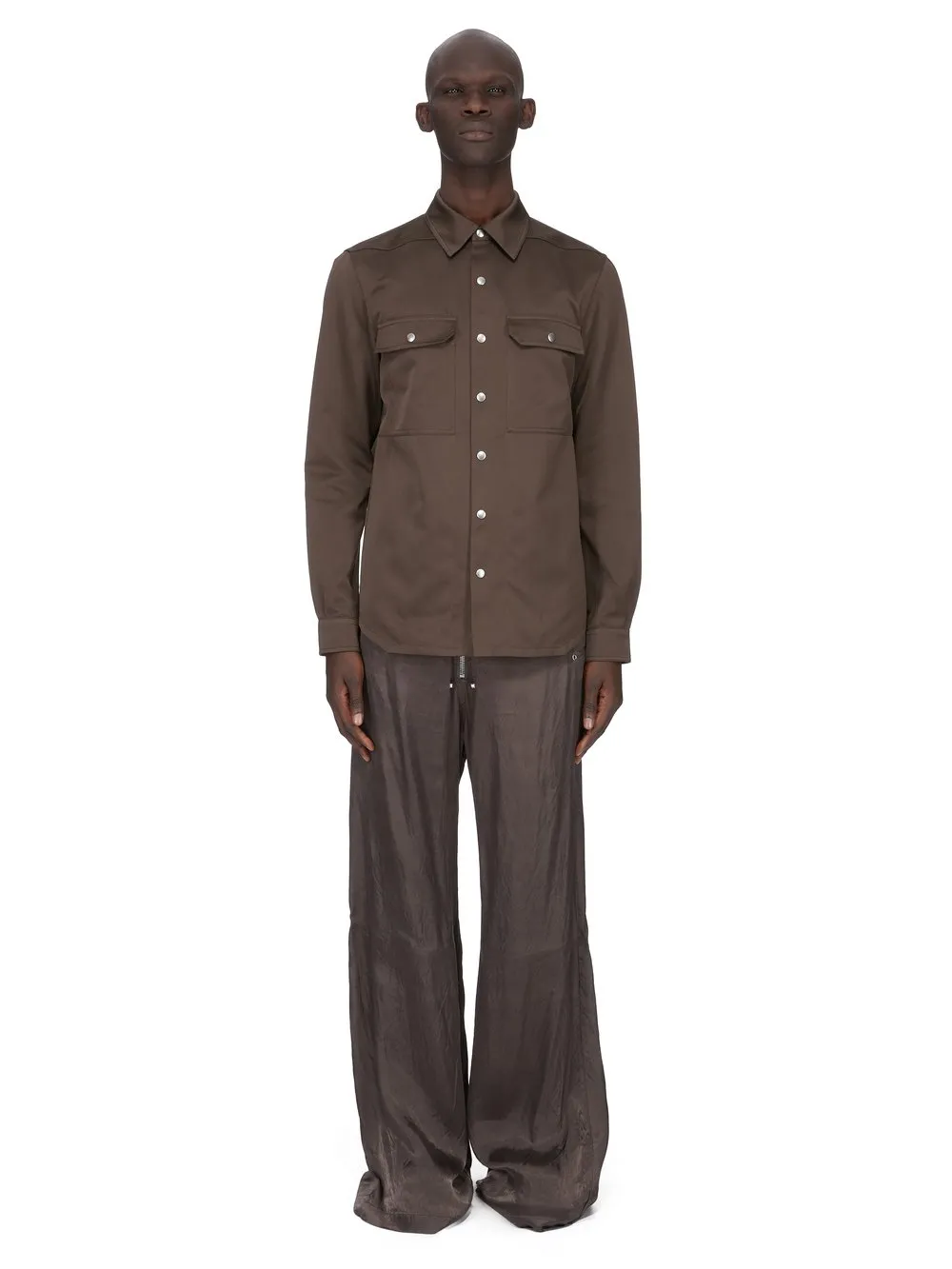 Rick Owens Temple Outershirt In Dark Dust Tech Duchesse