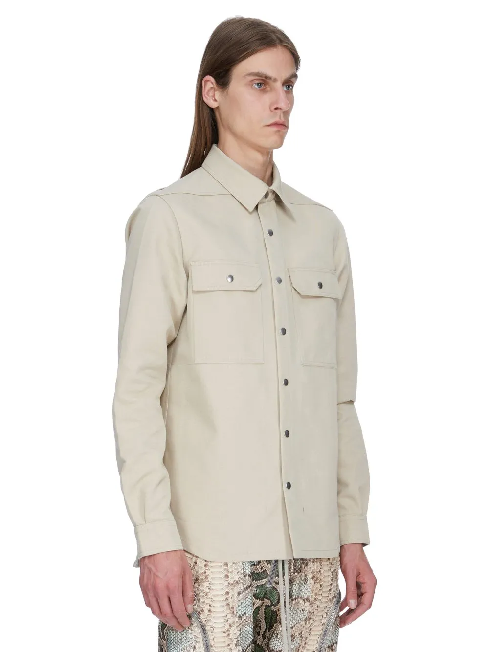 Rick Owens Temple Outershirt In Sand Cordura Cotton