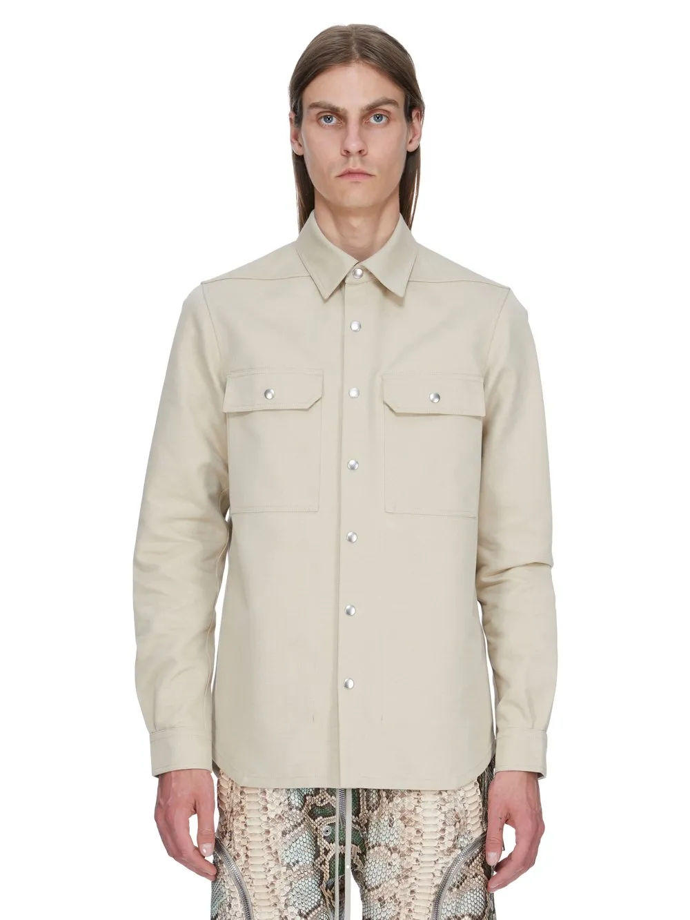 Rick Owens Temple Outershirt In Sand Cordura Cotton