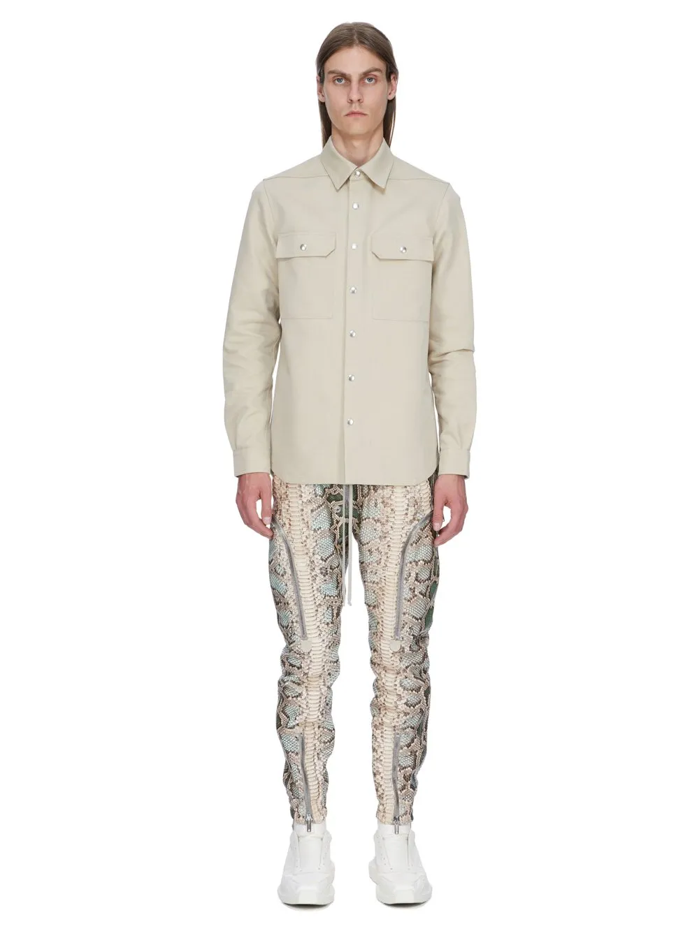 Rick Owens Temple Outershirt In Sand Cordura Cotton