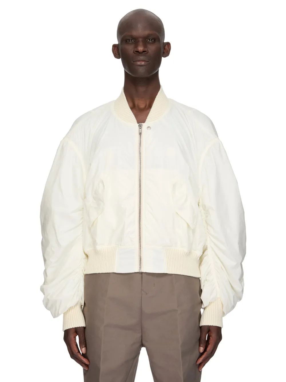 Rick Owens Temple Secchia Flight In Milk Shiny Nylon