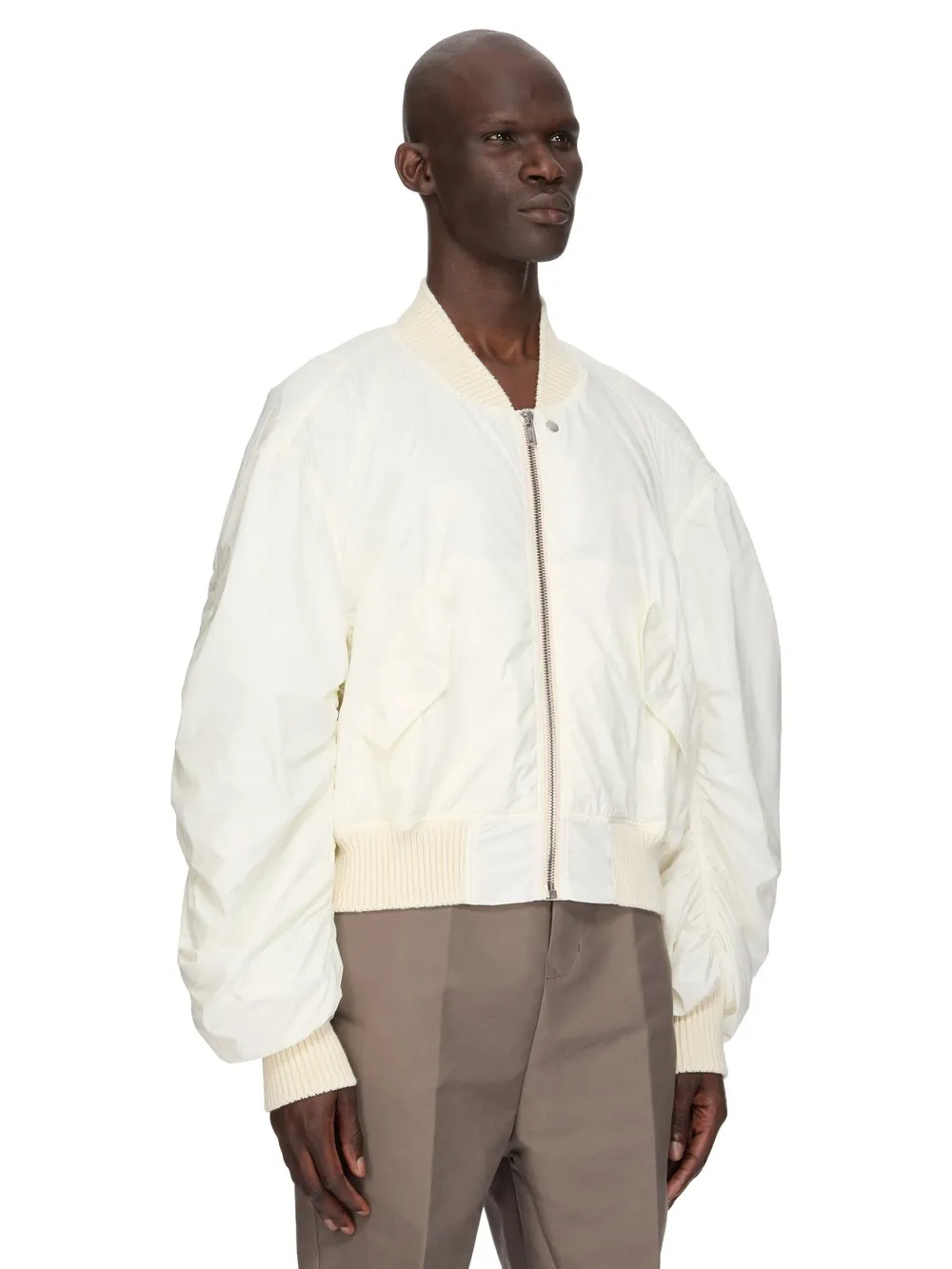 Rick Owens Temple Secchia Flight In Milk Shiny Nylon