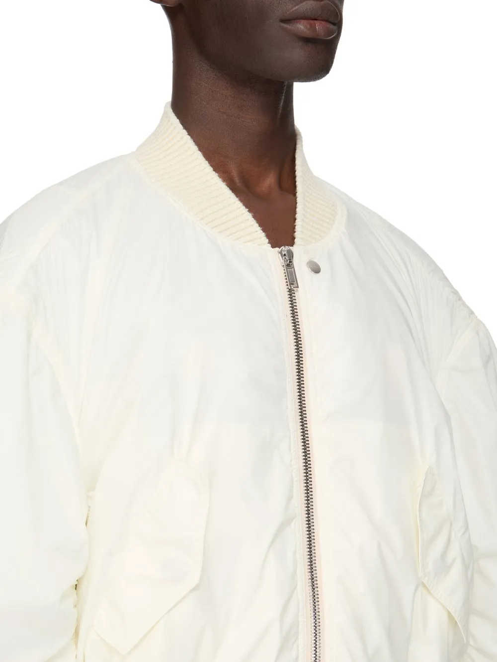 Rick Owens Temple Secchia Flight In Milk Shiny Nylon