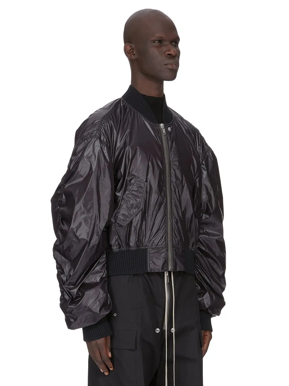 Rick Owens Temple Secchia Flight In Black Shiny Nylon