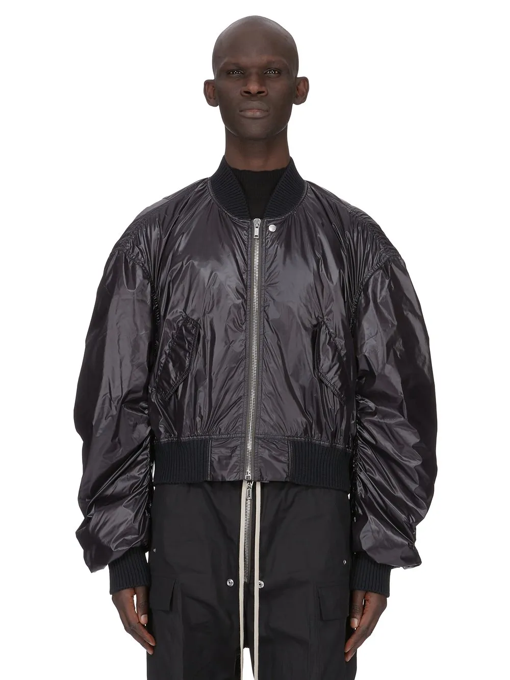Rick Owens Temple Secchia Flight In Black Shiny Nylon