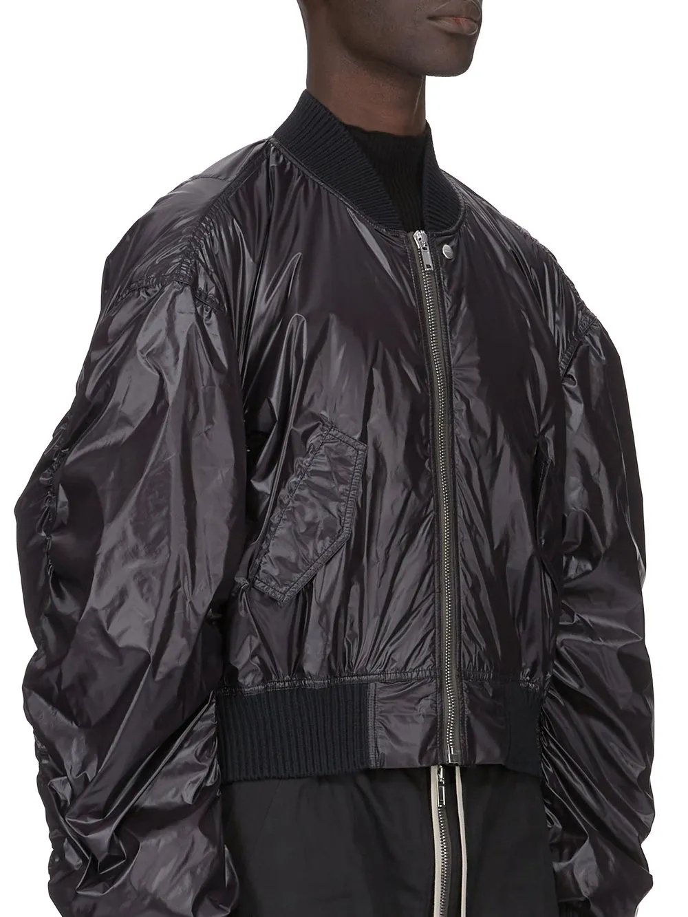 Rick Owens Temple Secchia Flight In Black Shiny Nylon