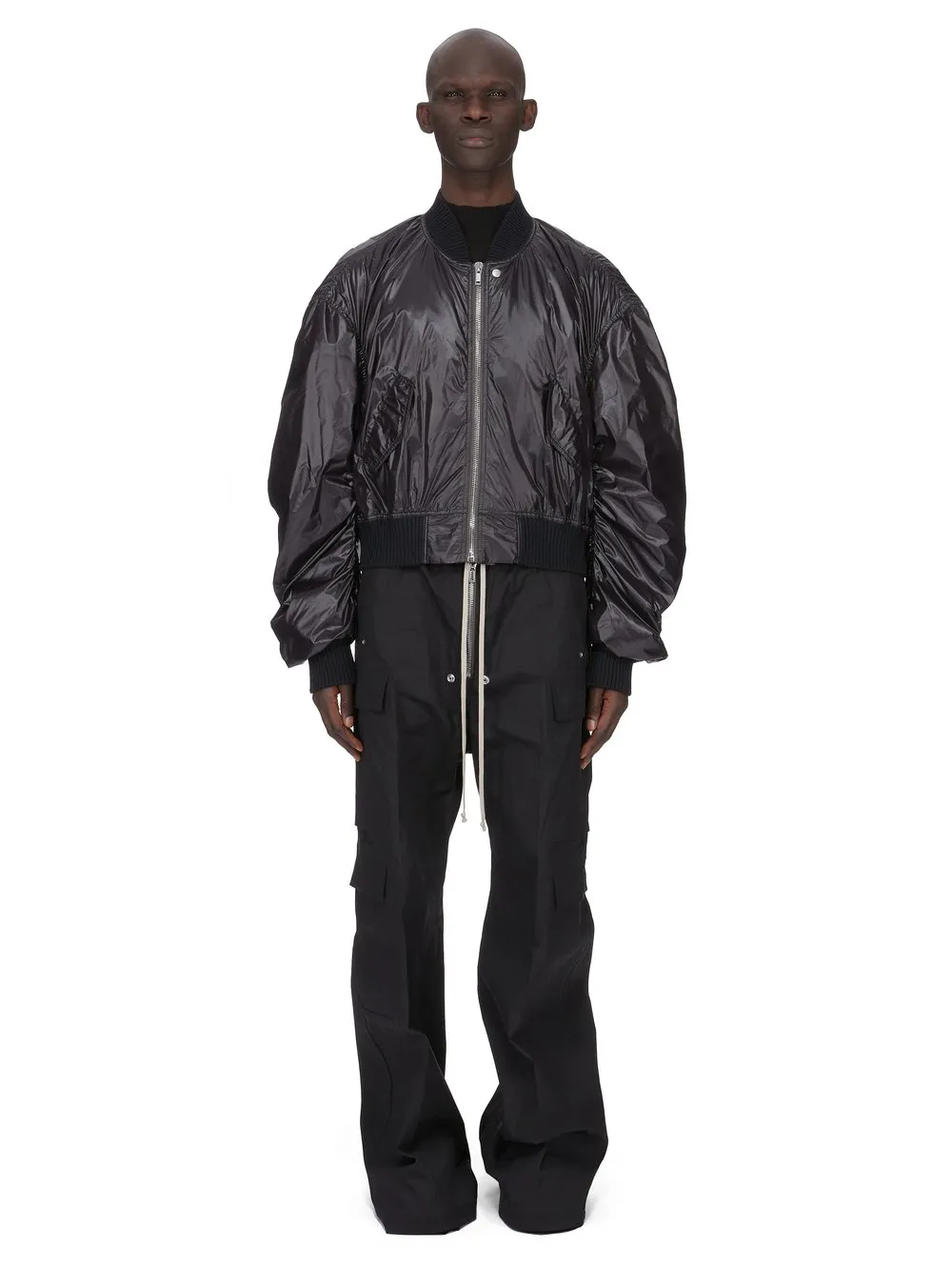 Rick Owens Temple Secchia Flight In Black Shiny Nylon
