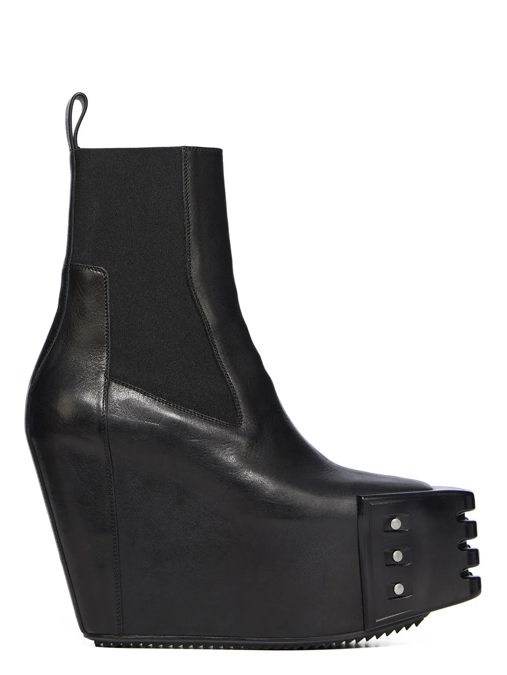 Rick Owens Temple Grilled Wedge Beatle In Black Washed Calf Leather