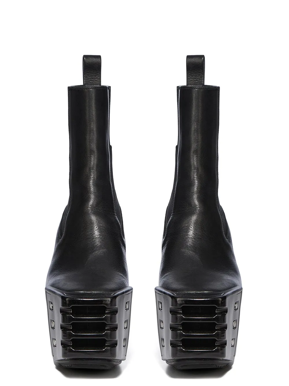 Rick Owens Temple Grilled Wedge Beatle In Black Washed Calf Leather