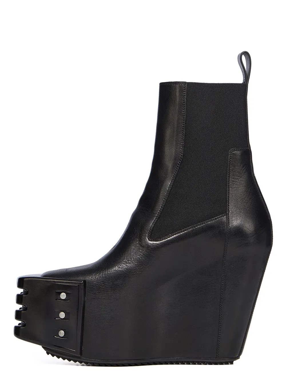 Rick Owens Temple Grilled Wedge Beatle In Black Washed Calf Leather