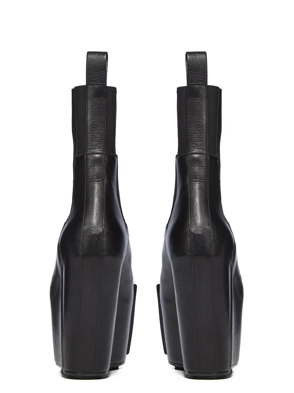 Rick Owens Temple Grilled Wedge Beatle In Black Washed Calf Leather