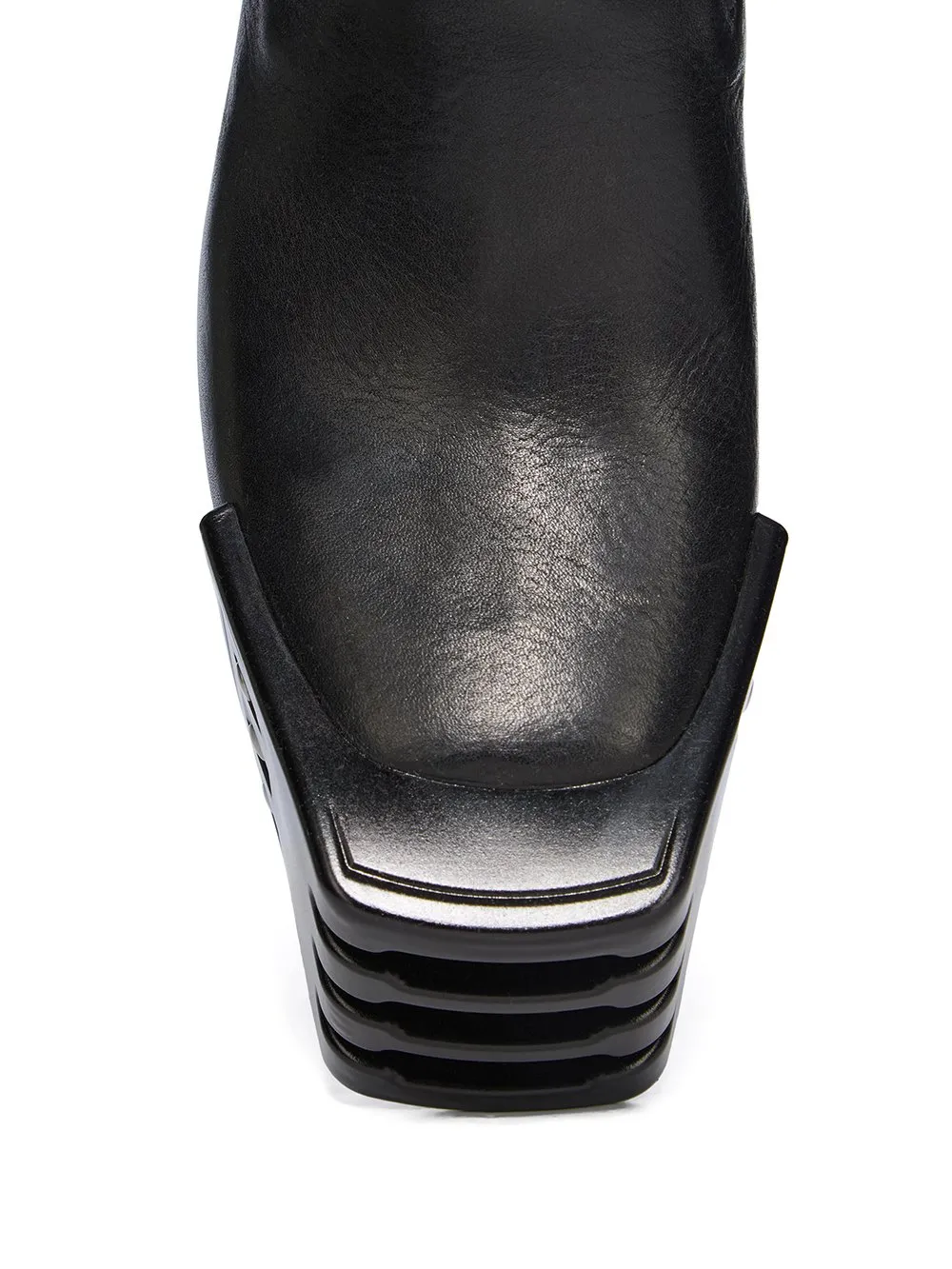 Rick Owens Temple Grilled Wedge Beatle In Black Washed Calf Leather