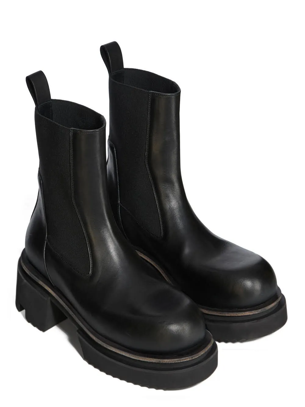 Rick Owens Temple Beatle Bogun In Black Washed Calf Leather