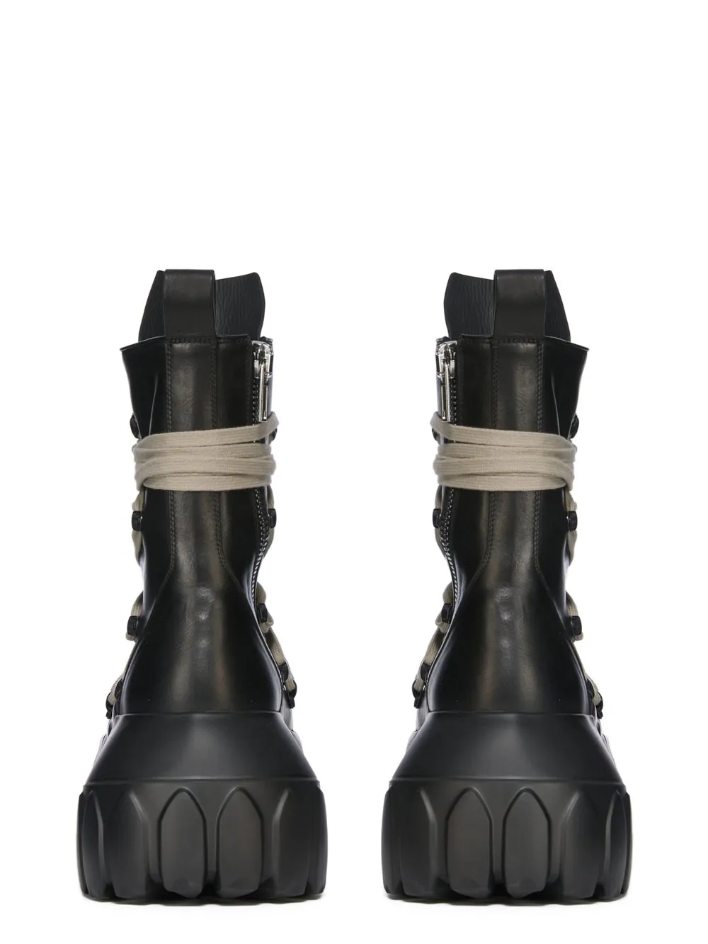 Rick Owens Temple Megalaced Mega Tractor In Black Washed Calf Leather