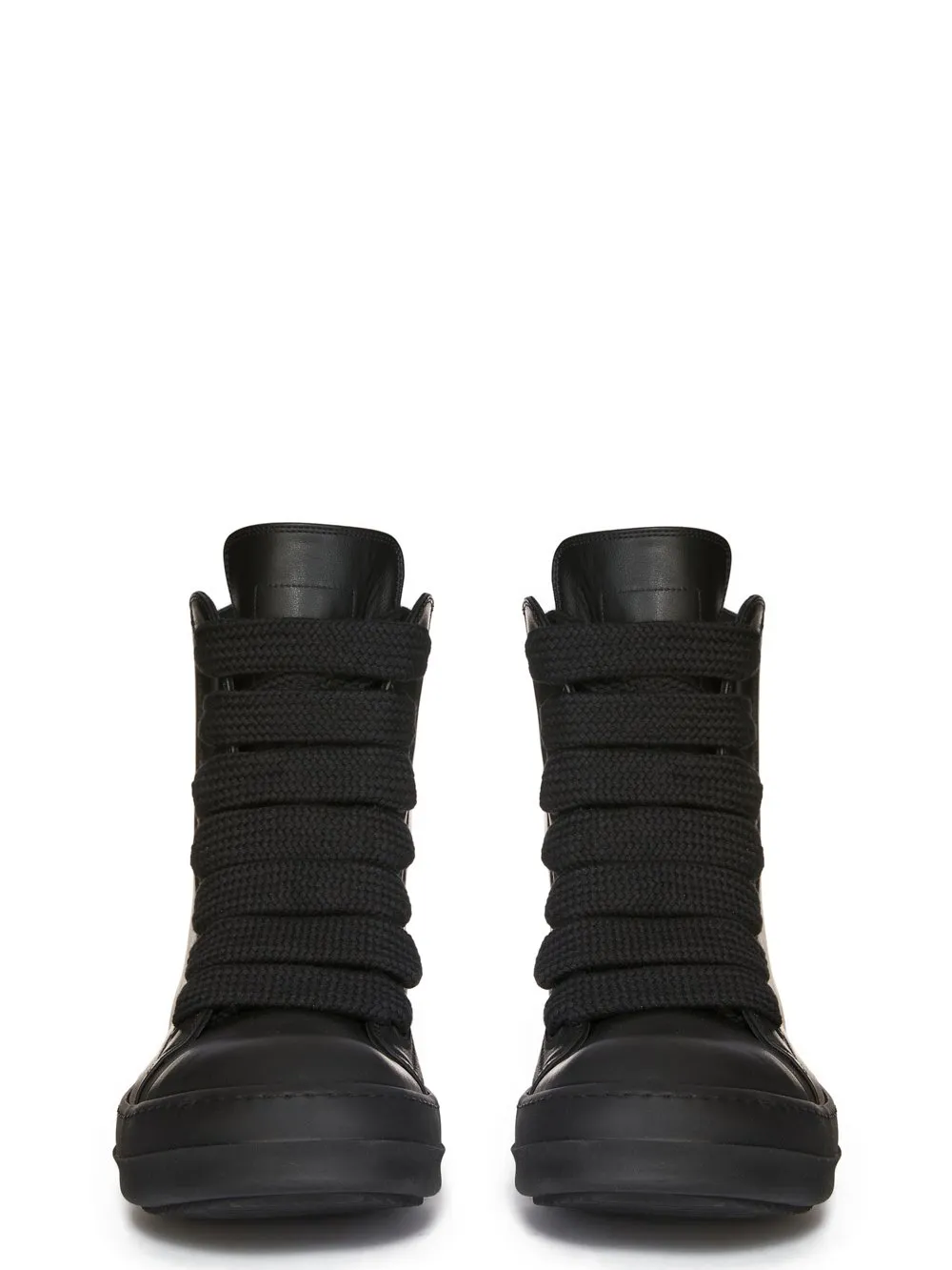 Rick Owens Temple Jumbolace Sneakers In All Black Full Grain Cow Leather
