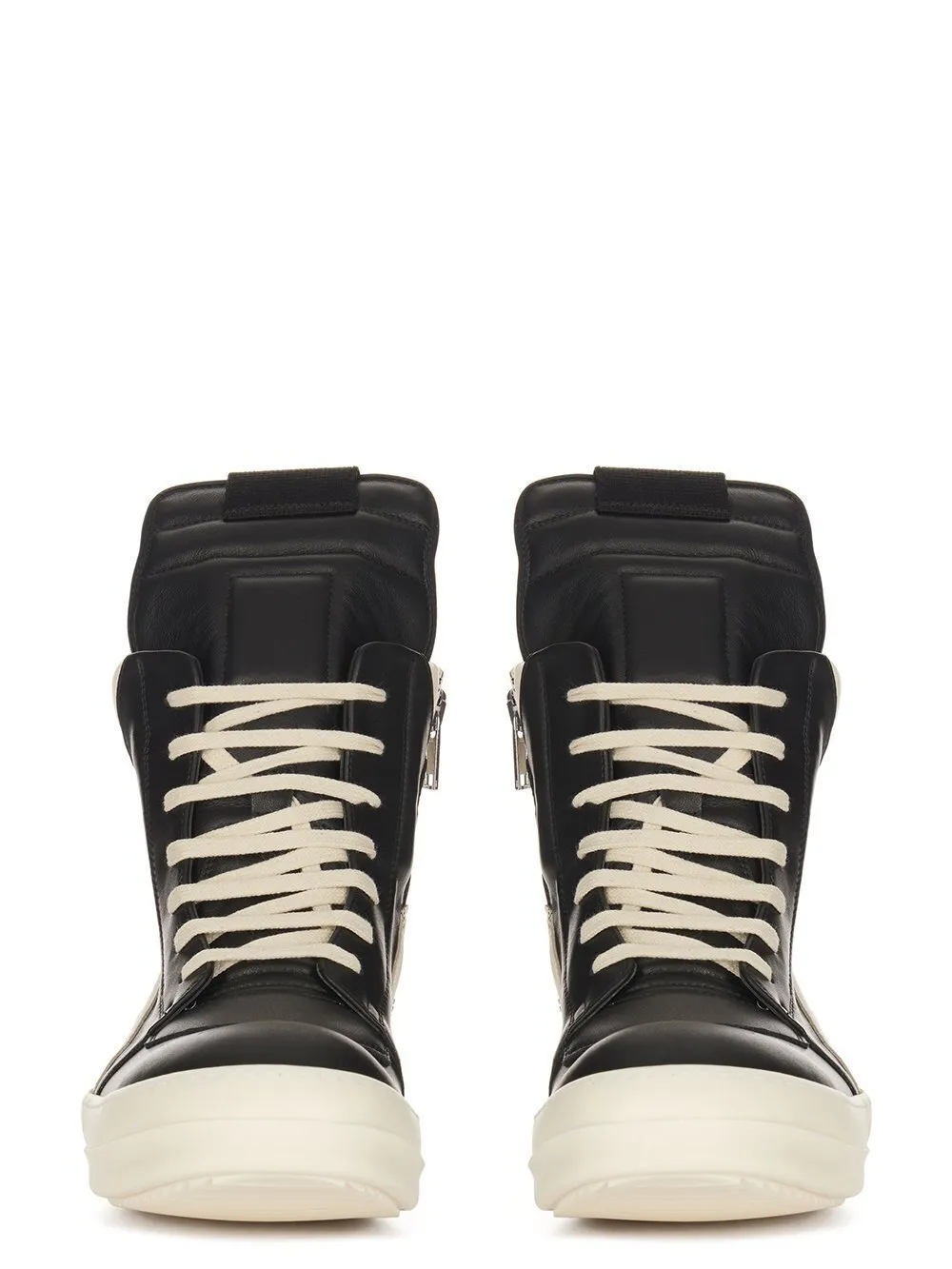 Rick Owens Temple Geobasket In Black/Milk/Milk Full Grain Cow Leather