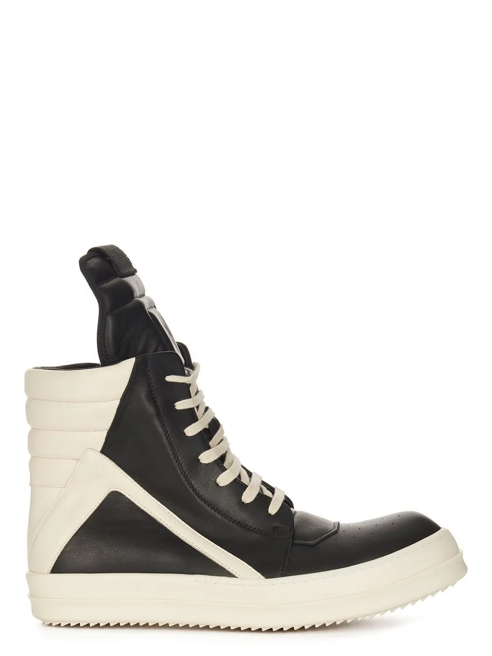 Rick Owens Temple Geobasket In Black/Milk/Milk Full Grain Cow Leather