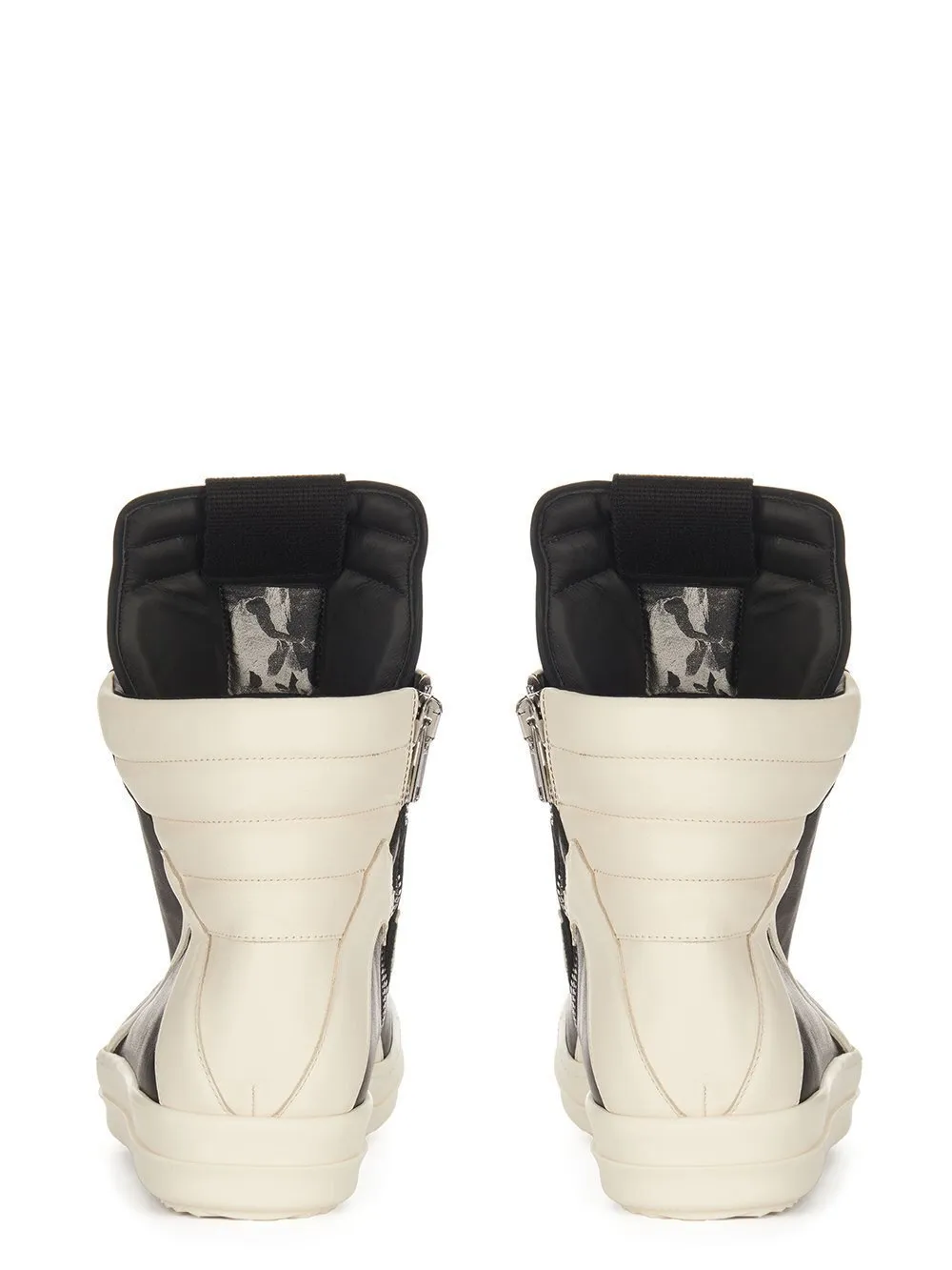 Rick Owens Temple Geobasket In Black/Milk/Milk Full Grain Cow Leather