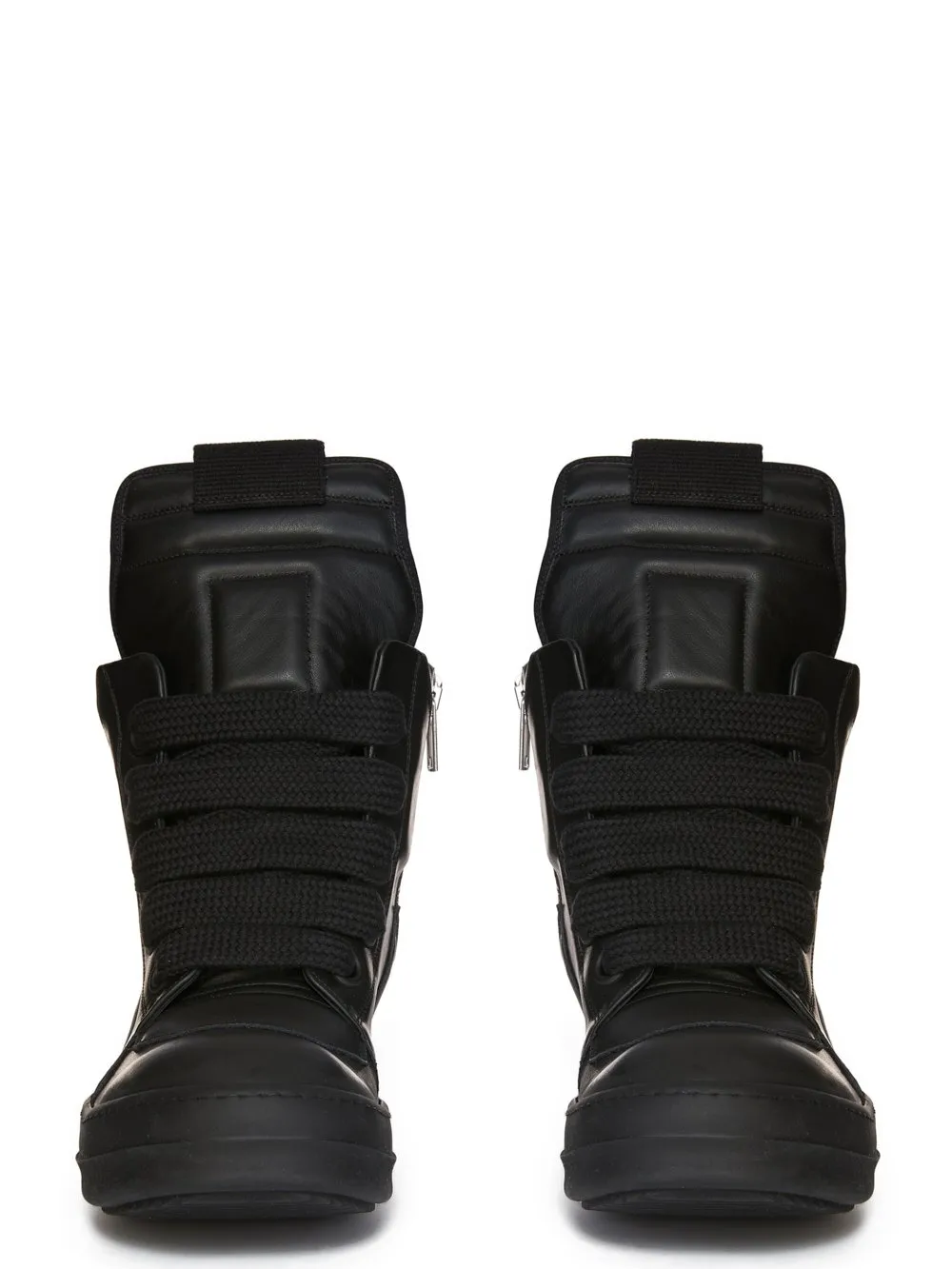 Rick Owens Temple Jumbolace Geobasket In All Black Full Grain Calf Leather