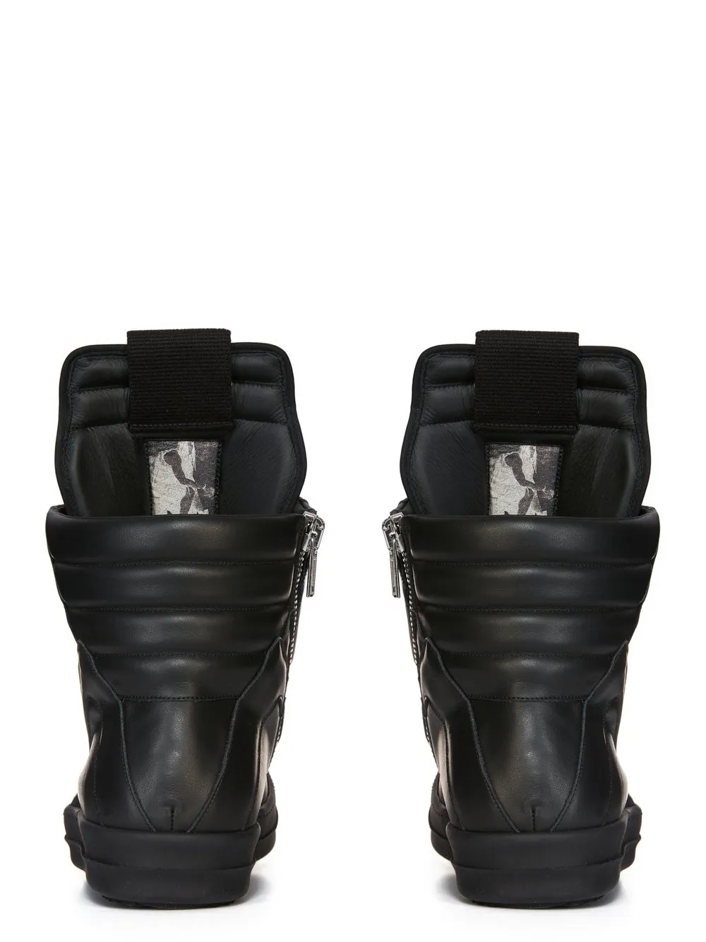 Rick Owens Temple Jumbolace Geobasket In All Black Full Grain Calf Leather