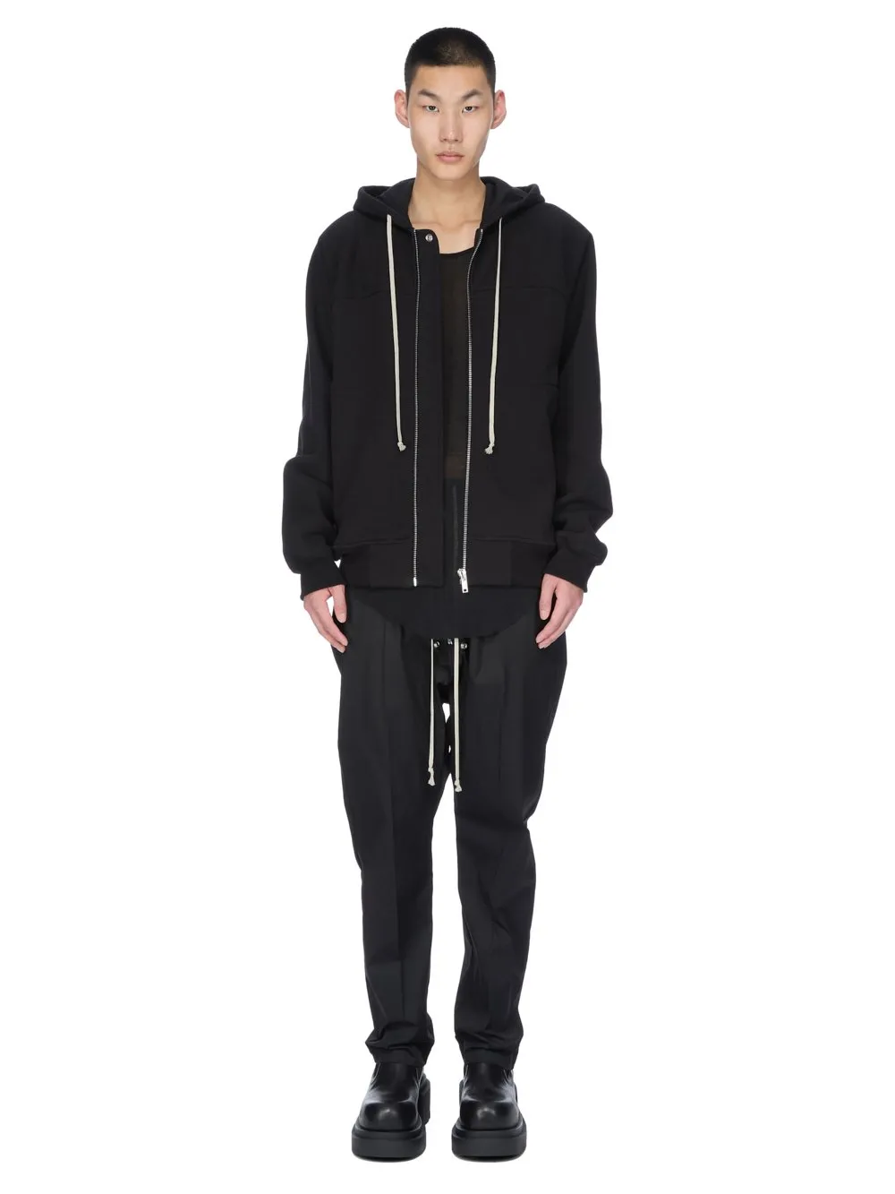 Rick Owens Concordians Windbreaker In Black Compact Terry Jersey