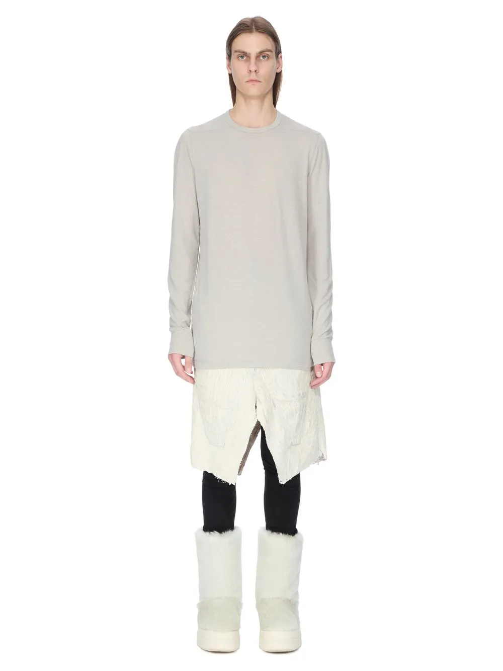Rick Owens Concordians Level Ls T In Pearl Rainino Jersey