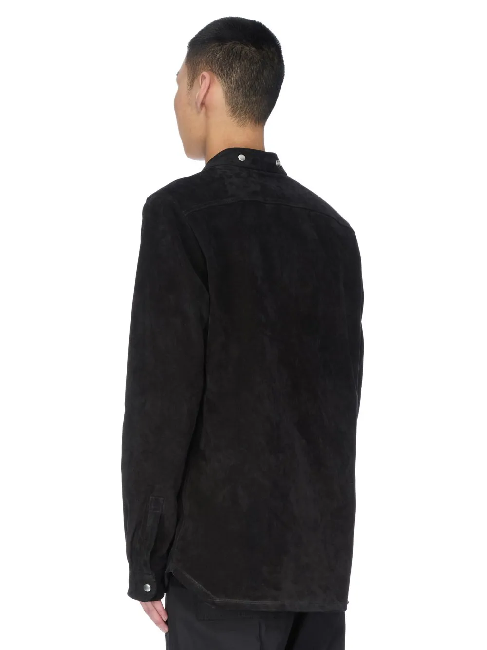 Rick Owens Concordians Larry Fogpocket Shirt In Black Suede Leather