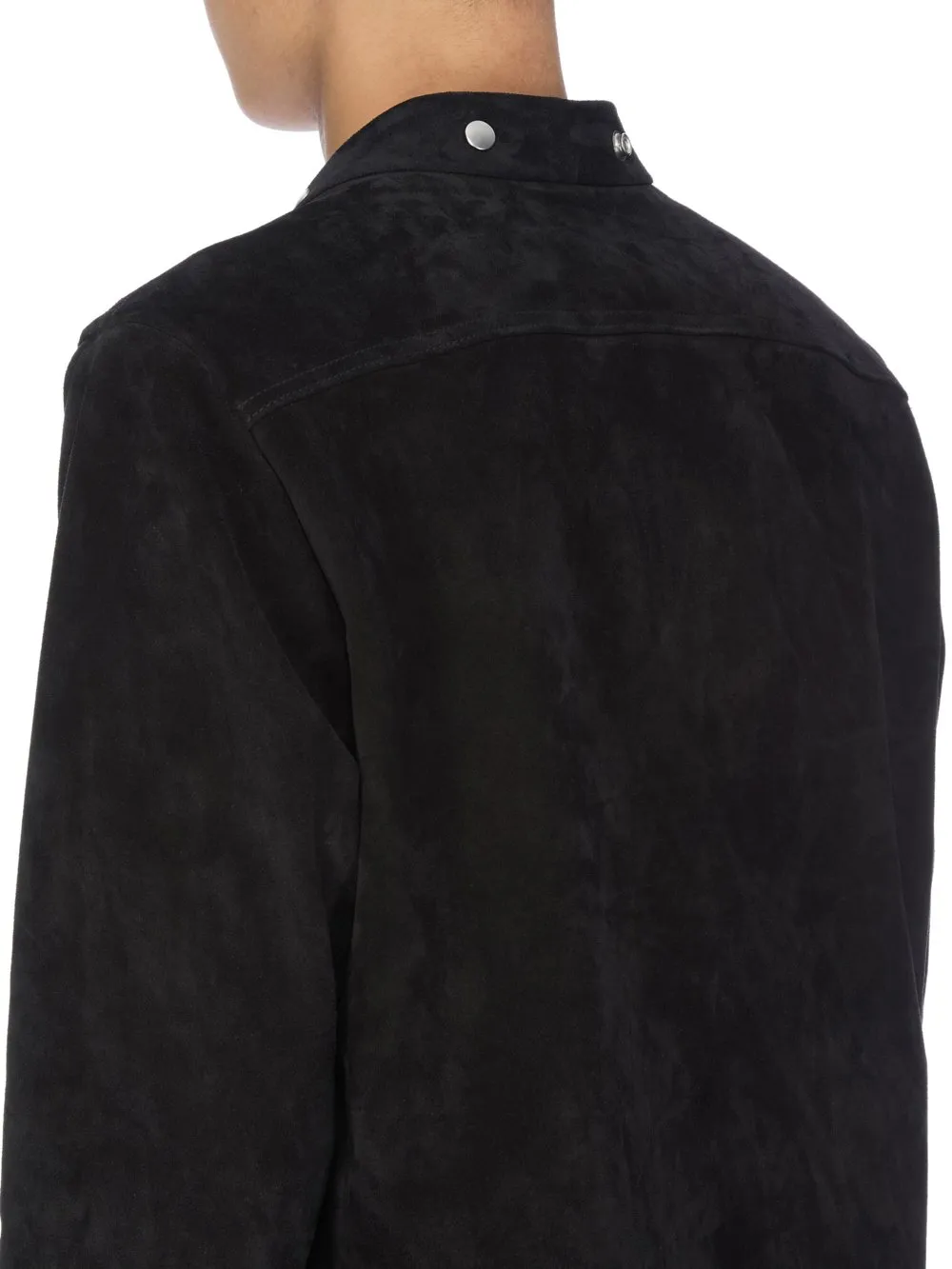 Rick Owens Concordians Larry Fogpocket Shirt In Black Suede Leather