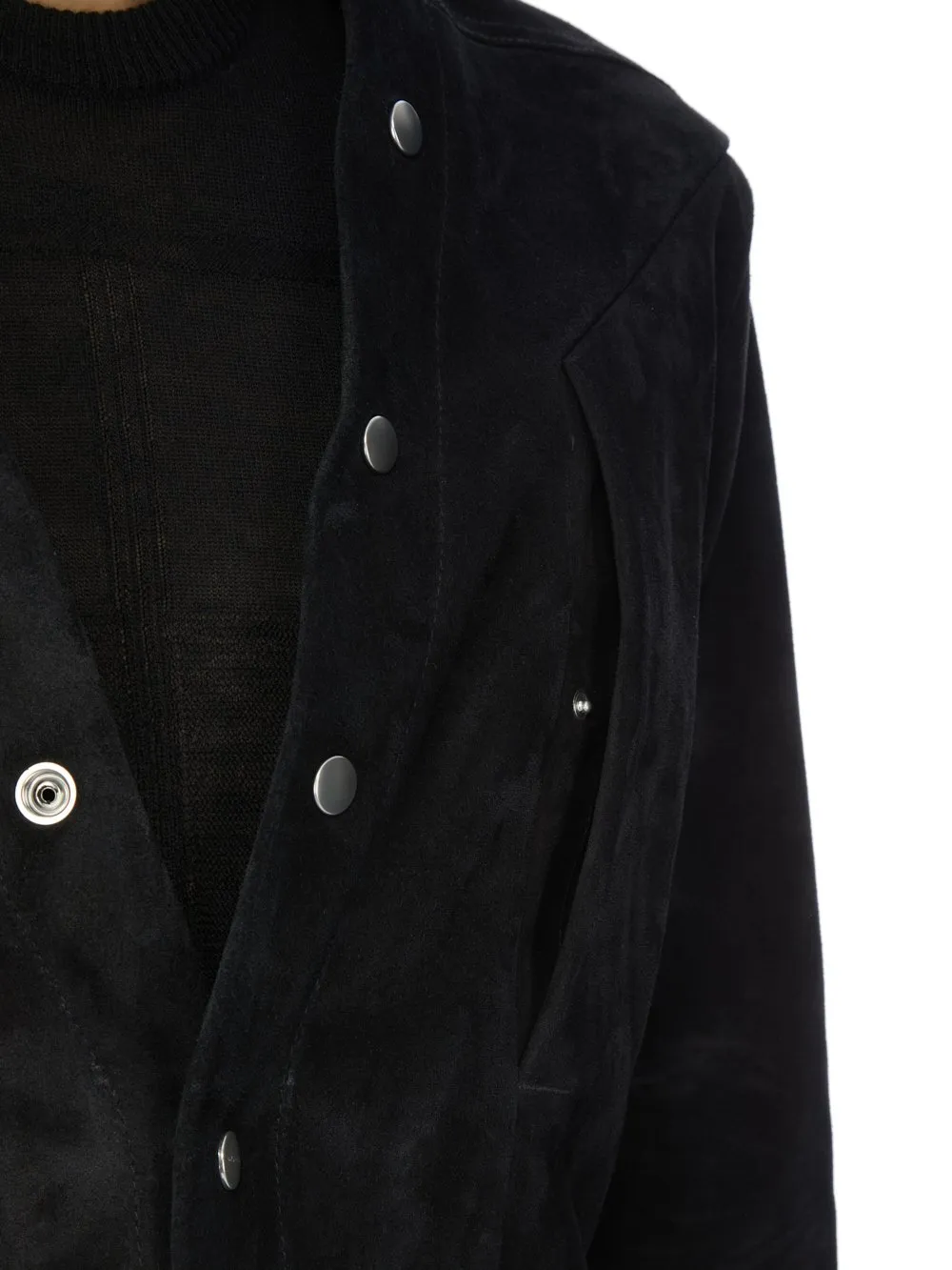 Rick Owens Concordians Larry Fogpocket Shirt In Black Suede Leather