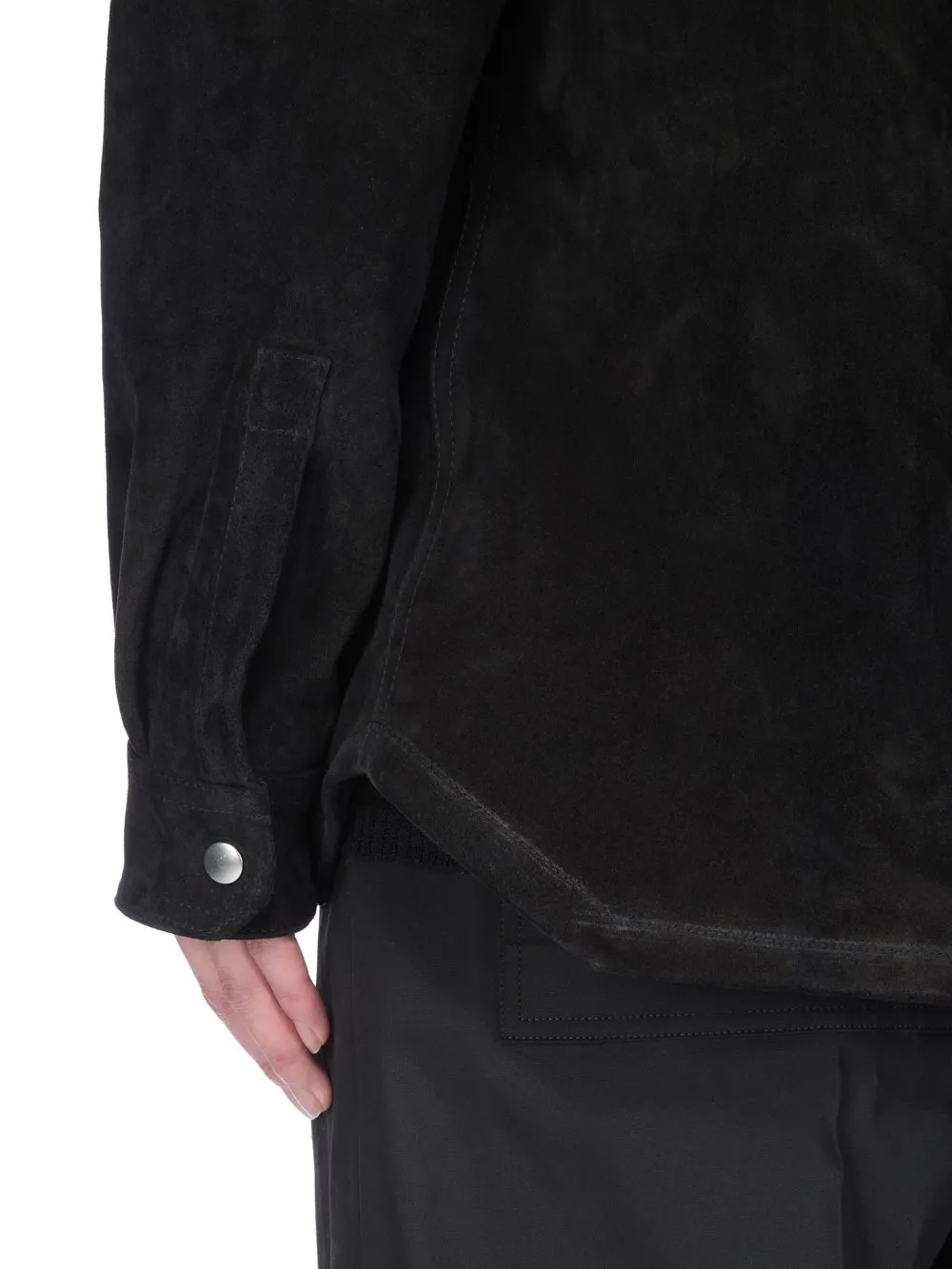 Rick Owens Concordians Larry Fogpocket Shirt In Black Suede Leather