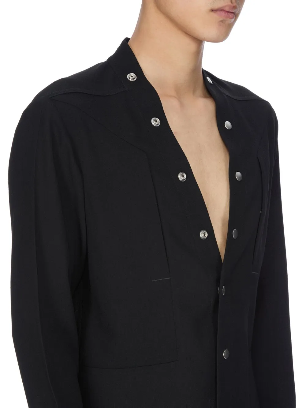 Rick Owens Concordians Larry Fogpocket Shirt In Black Wool Sable