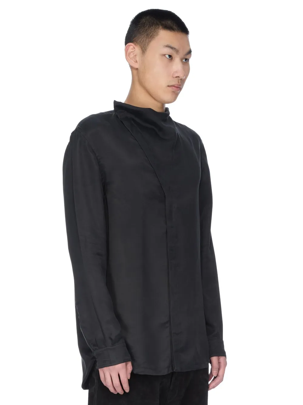 Rick Owens Concordians Island Shirt In Black Washed Cupro