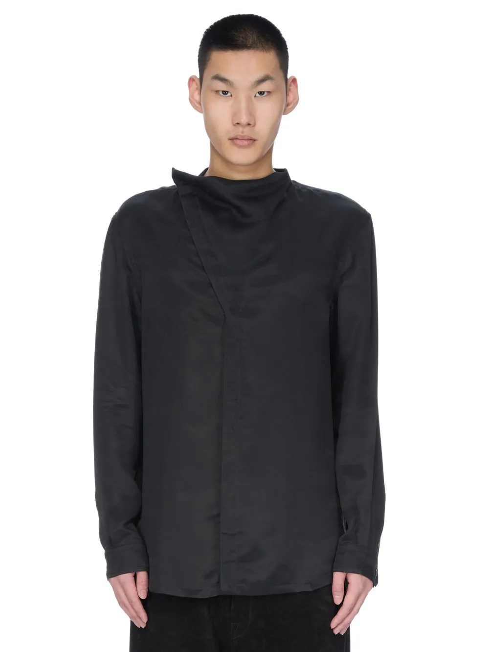 Rick Owens Concordians Island Shirt In Black Washed Cupro